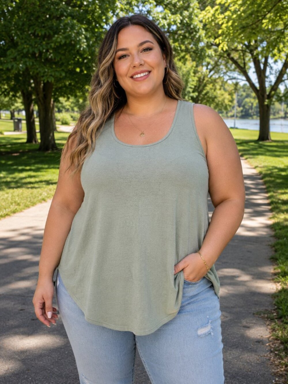 Rue+ Sage Green Tank Top 2X